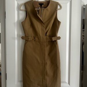 J. Crew Tan Belted Midi Dress